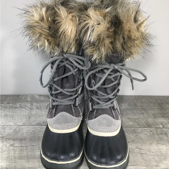 Sorel NL1540 Joan of Arctic Women's Winter Snow Waterproof Gray Leather Boots 7