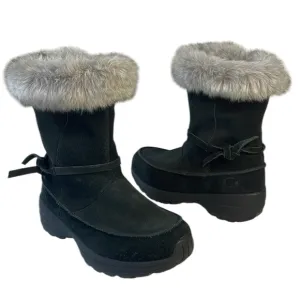 Sorel Northern Lite Tall Boots Black Suede Fluffy Fur Waterproof Women’s size 7