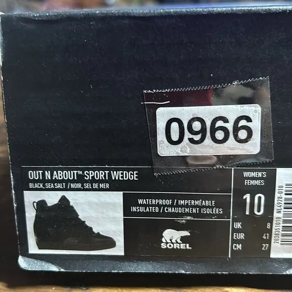 Sorel Out N About Sport Hidden Wedge Waterproof Suede Lace Up Boots NEW Size 10