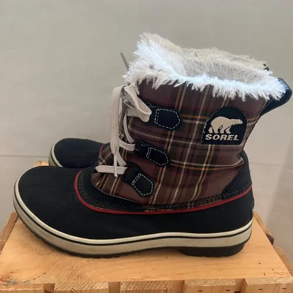 Sorel Size 8 Hawk Gypsy Tivoli Plaid Waterproof Insulated Snow Winter Duck Boots