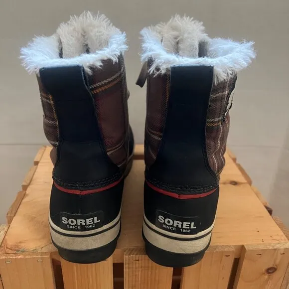 Sorel Size 8 Hawk Gypsy Tivoli Plaid Waterproof Insulated Snow Winter Duck Boots