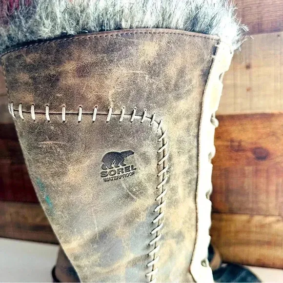 Sorel Suede Leather Waterproof Cate The Great Winter Boots - Tusk Stone