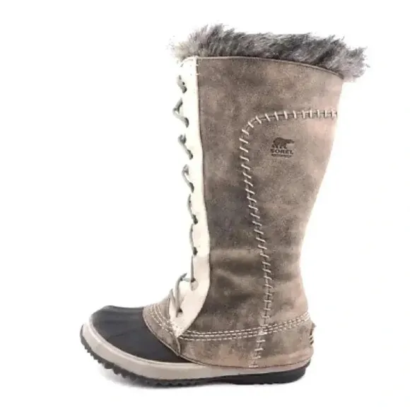 Sorel Suede Leather Waterproof Cate The Great Winter Boots - Tusk Stone