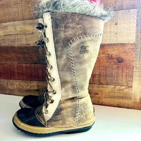 Sorel Suede Leather Waterproof Cate The Great Winter Boots - Tusk Stone