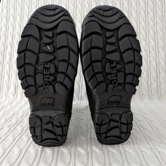 Sorel Suede Waterfall Winter Snow Boots 7 Black Onyx Insulated Boot Leather