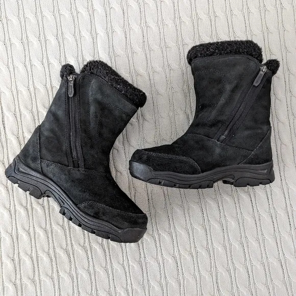 Sorel Suede Waterfall Winter Snow Boots 7 Black Onyx Insulated Boot Leather