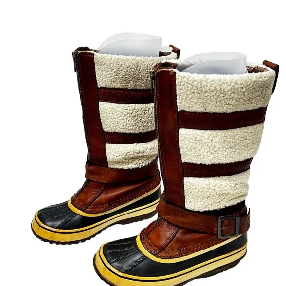 Sorel Sz 6 Helen Of Tundra II Waterproof Leather Sherpa Fleece Lined Boots