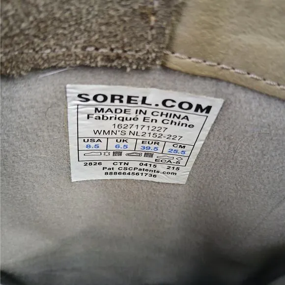 Sorel SZ 8.5 Slimshortie Aztec Sweater Suede Boots Tan NL2152-227