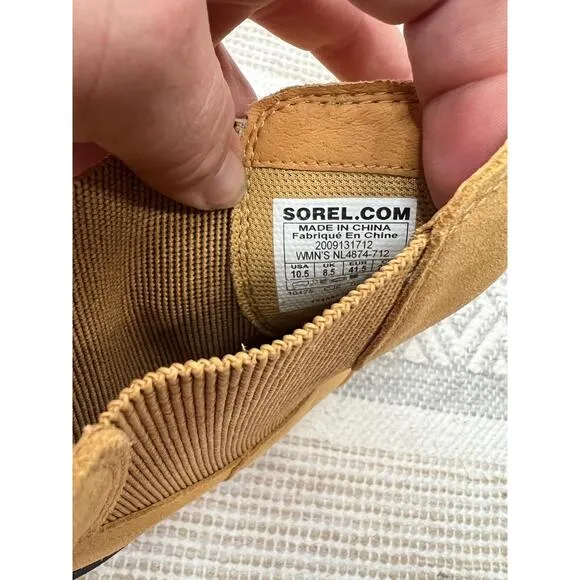 Sorel Tan Hiline Chelsea Boots Chunky Heel Elastic Panels Pull Tab Size 10.5