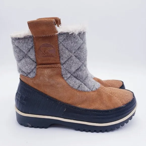 Sorel Tivoli II Pull-On Winter Boots Elk Brown Mid-Calf Women's Size 7.5