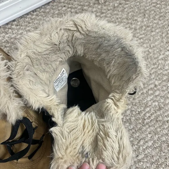 SOREL Tivoli II Women’s Tan Leather Lace Up Winter Snow Boots Size 10