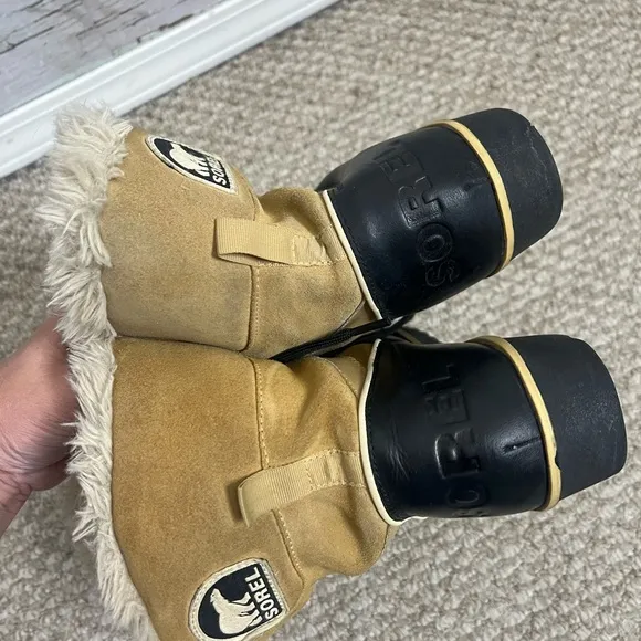 SOREL Tivoli II Women’s Tan Leather Lace Up Winter Snow Boots Size 10