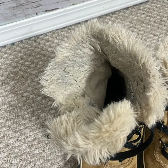 SOREL Tivoli II Women’s Tan Leather Lace Up Winter Snow Boots Size 10