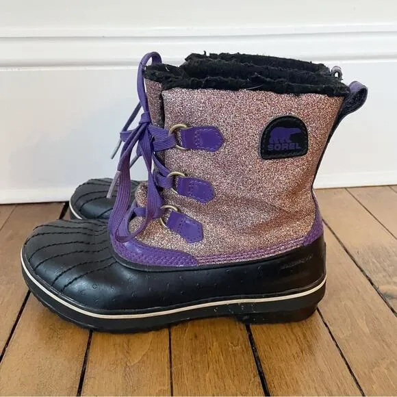 Sorel Tivoli Purple Glitter Snow Boots Girls 3
