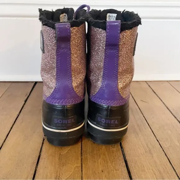 Sorel Tivoli Purple Glitter Snow Boots Girls 3