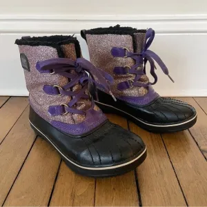 Sorel Tivoli Purple Glitter Snow Boots Girls 3