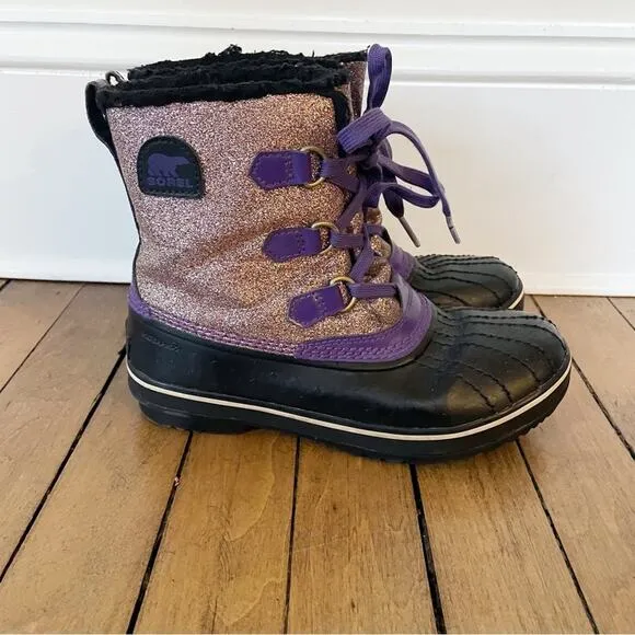 Sorel Tivoli Purple Glitter Snow Boots Girls 3
