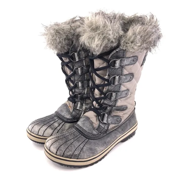 Sorel Tofino Gray Waxed Canvas Waterproof Winter Boots 8