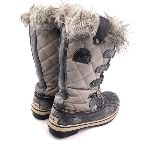Sorel Tofino Gray Waxed Canvas Waterproof Winter Boots 8