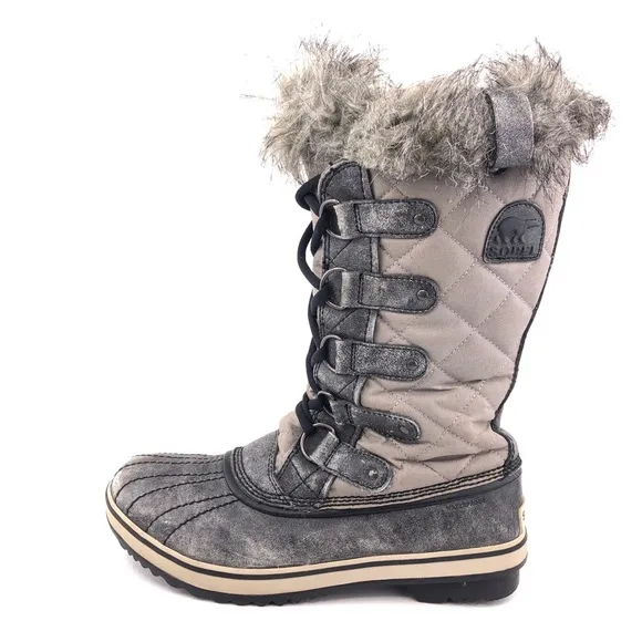 Sorel Tofino Gray Waxed Canvas Waterproof Winter Boots 8