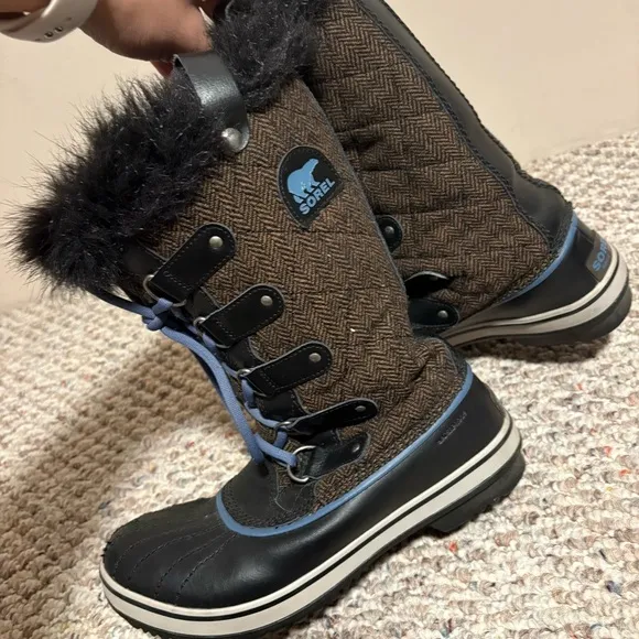 Sorel Tofino Hawk/Mountain Herringbone Snow Winter Boots - Women's Size 8.5