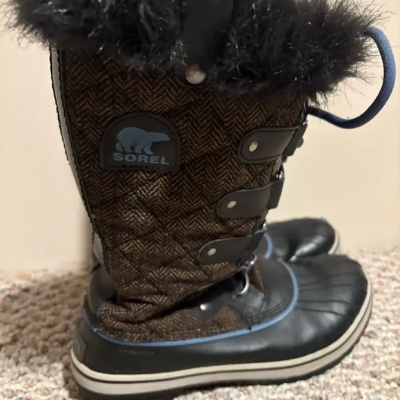 Sorel Tofino Hawk/Mountain Herringbone Snow Winter Boots - Women's Size 8.5