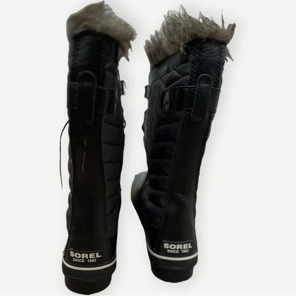 SOREL Tofino II Black / Stone Waterproof Lace Up Faux Fur Winter Boots. 10. NEW.