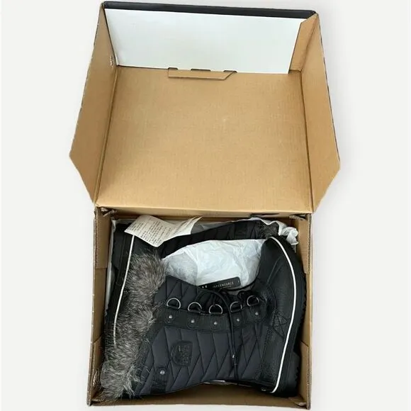SOREL Tofino II Black / Stone Waterproof Lace Up Faux Fur Winter Boots. 10. NEW.