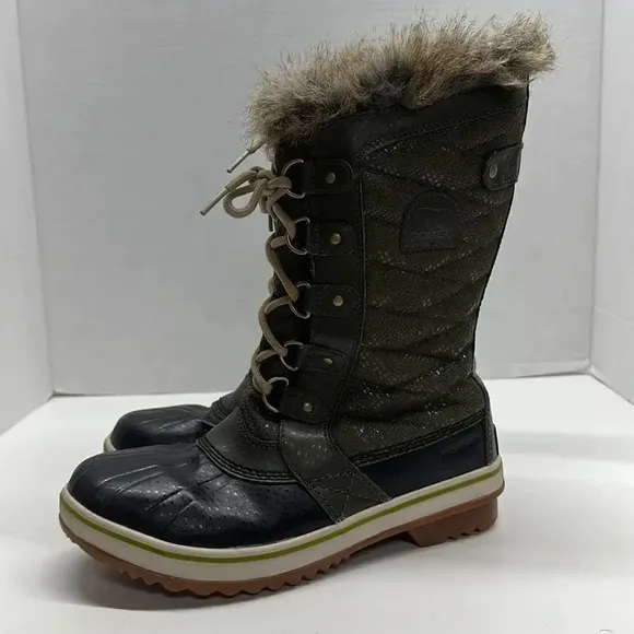 Sorel Tofino II Faux Fur Lined Winter Lace Up Snow Waterproof Boots Green Size 6