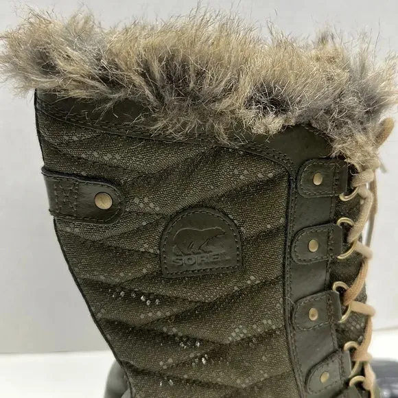 Sorel Tofino II Faux Fur Lined Winter Lace Up Snow Waterproof Boots Green Size 6