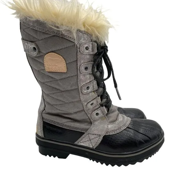 Sorel Tofino II Gray/Black Snow Boots Winter Big Girl's Size 4