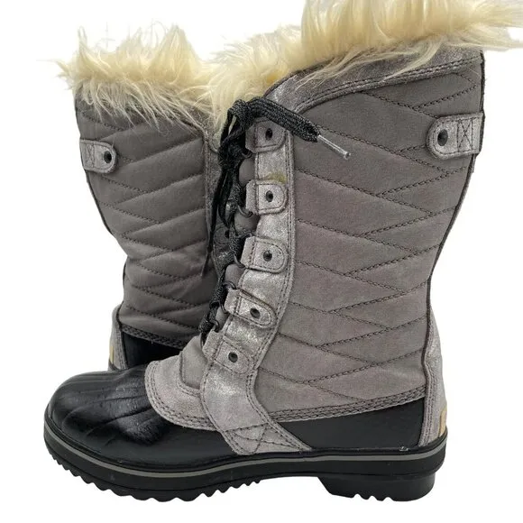 Sorel Tofino II Gray/Black Snow Boots Winter Big Girl's Size 4