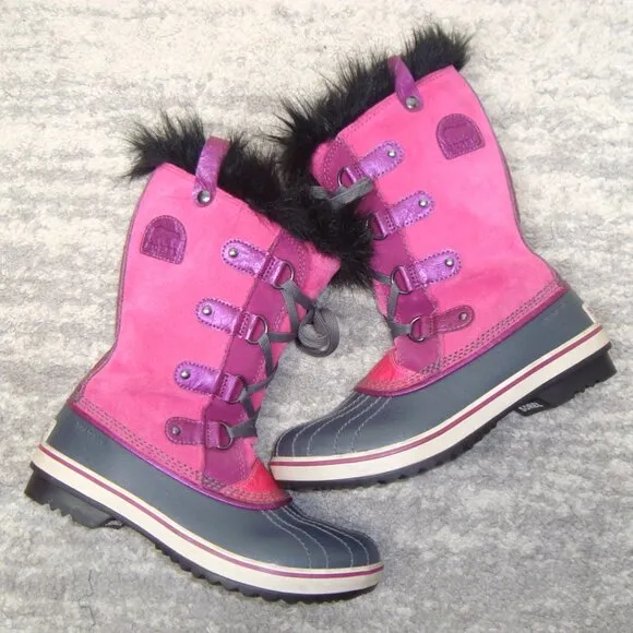 Sorel Tofino Pink Suede Waterproof Snow Boots Girls Size 5