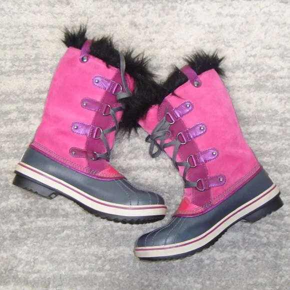 Sorel Tofino Pink Suede Waterproof Snow Boots Girls Size 5