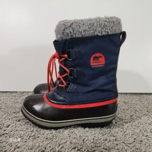Sorel Unisex Kids Yoot Pack Winter Snow Boots Blue Red Waterproof Lace Up Size 4