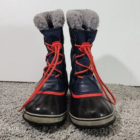 Sorel Unisex Kids Yoot Pack Winter Snow Boots Blue Red Waterproof Lace Up Size 4