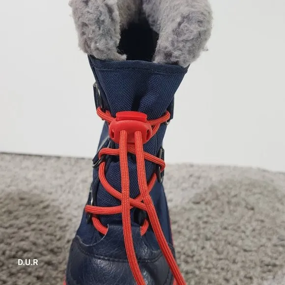 Sorel Unisex Kids Yoot Pack Winter Snow Boots Blue Red Waterproof Lace Up Size 4