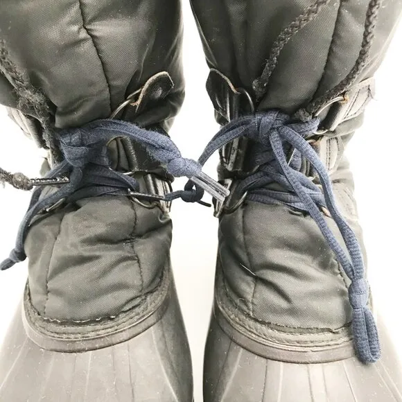 SOREL Vintage Black Nylon Tall Winter Waterproof Snow Boots Womens 8