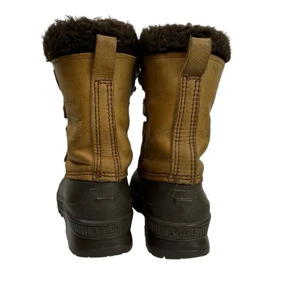 SOREL VTG BADGER Boots Womens Size 6 Brown Leather Lined Winter Snow CANADA Made