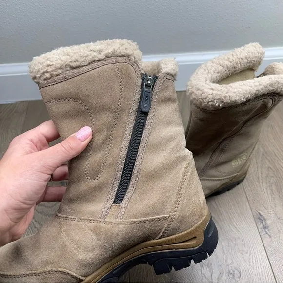 Sorel Waterfall Thinsulate Snow Boots Tan Beige Suede Upper Waterproof Size 5
