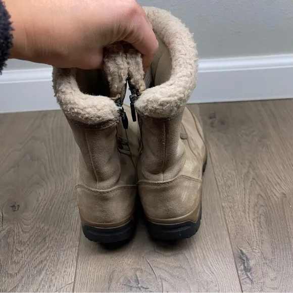 Sorel Waterfall Thinsulate Snow Boots Tan Beige Suede Upper Waterproof Size 5