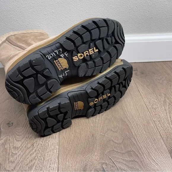 Sorel Waterfall Thinsulate Snow Boots Tan Beige Suede Upper Waterproof Size 5