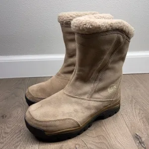 Sorel Waterfall Thinsulate Snow Boots Tan Beige Suede Upper Waterproof Size 5