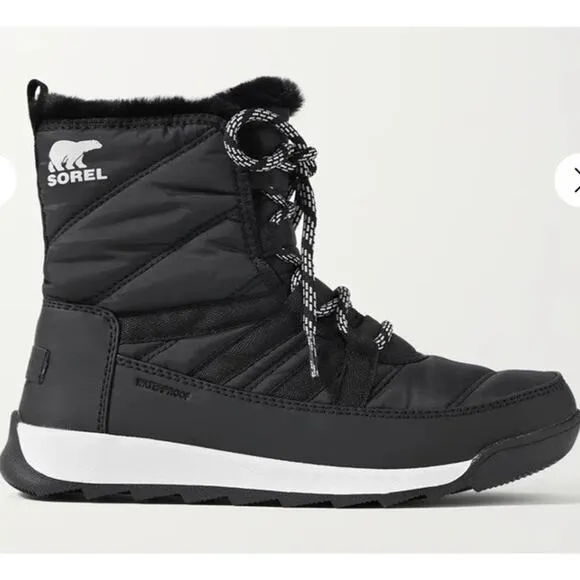 Sorel Whitney II faux fur trimmed shell boots waterproof snow boot black 8.5