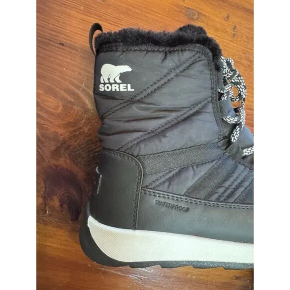 Sorel Whitney II faux fur trimmed shell boots waterproof snow boot black 8.5