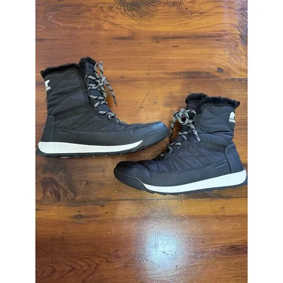 Sorel Whitney II faux fur trimmed shell boots waterproof snow boot black 8.5