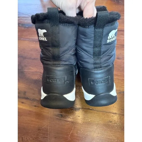 Sorel Whitney II faux fur trimmed shell boots waterproof snow boot black 8.5