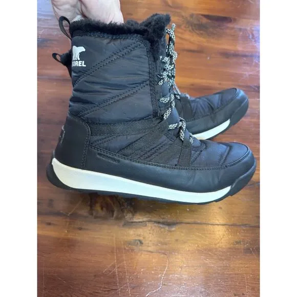 Sorel Whitney II faux fur trimmed shell boots waterproof snow boot black 8.5