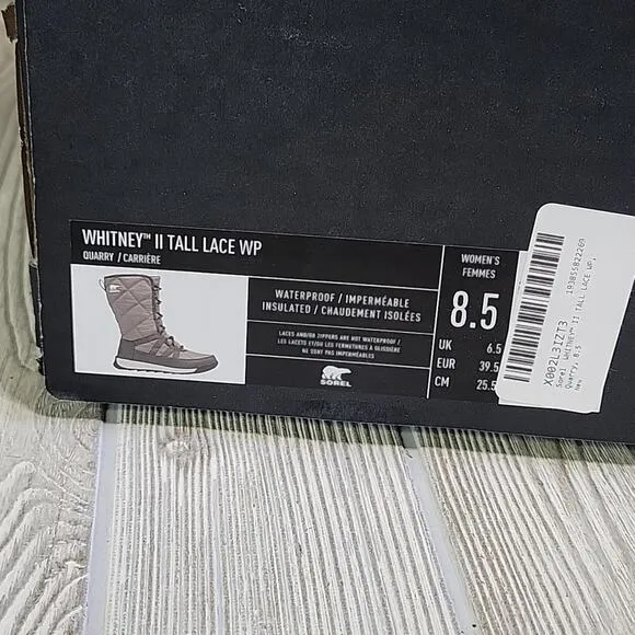 Sorel Whitney Tall Lace II Waterproof Winter Snow Boots Womens Size 8.5 NEW