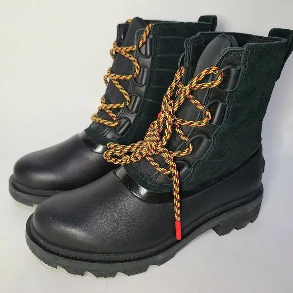 Sorel Women Duck Boots Lennox Street Lace Black dark green suede new US 5 36
